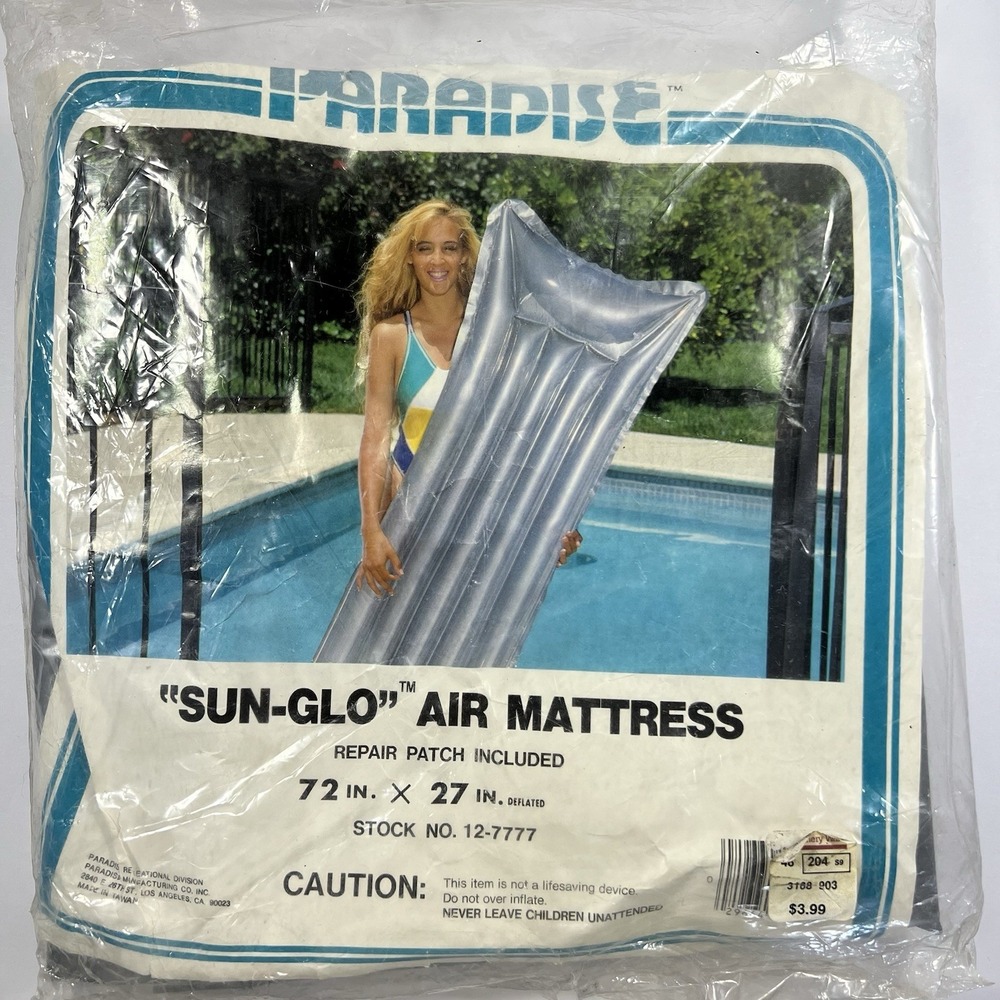 New Vintage Paradise Inflatable Pool Float Air Mattress Sun-Glo Gray